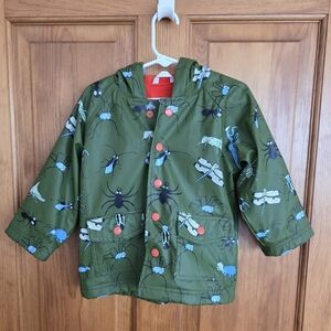 Hatley Green and Orange Raincoat with Insect Design Toddler Size 2
